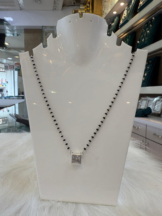 Stylish square Pendant Silver Mangalsutra for Women