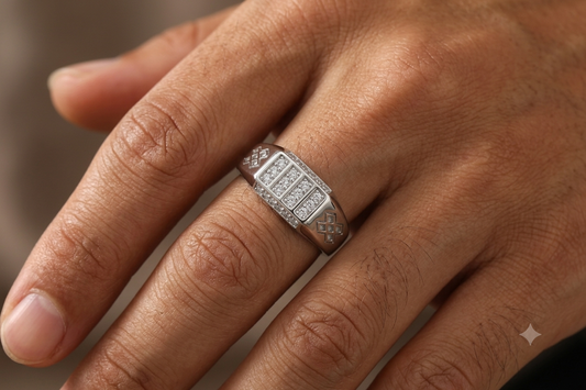Luxury Italian Silver Men’s Ring – Bold Rectangular Design