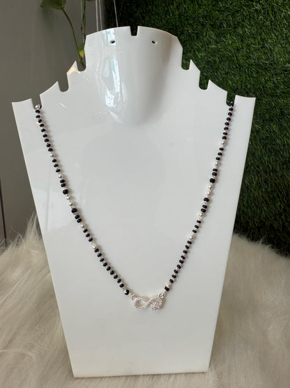 Aavikazevar 925 Sterling Silver Mangalsutra for Women | Daily Wear Black Bead Chain with Elegant infinit Pendant | Lightweight & Skin-Friendly