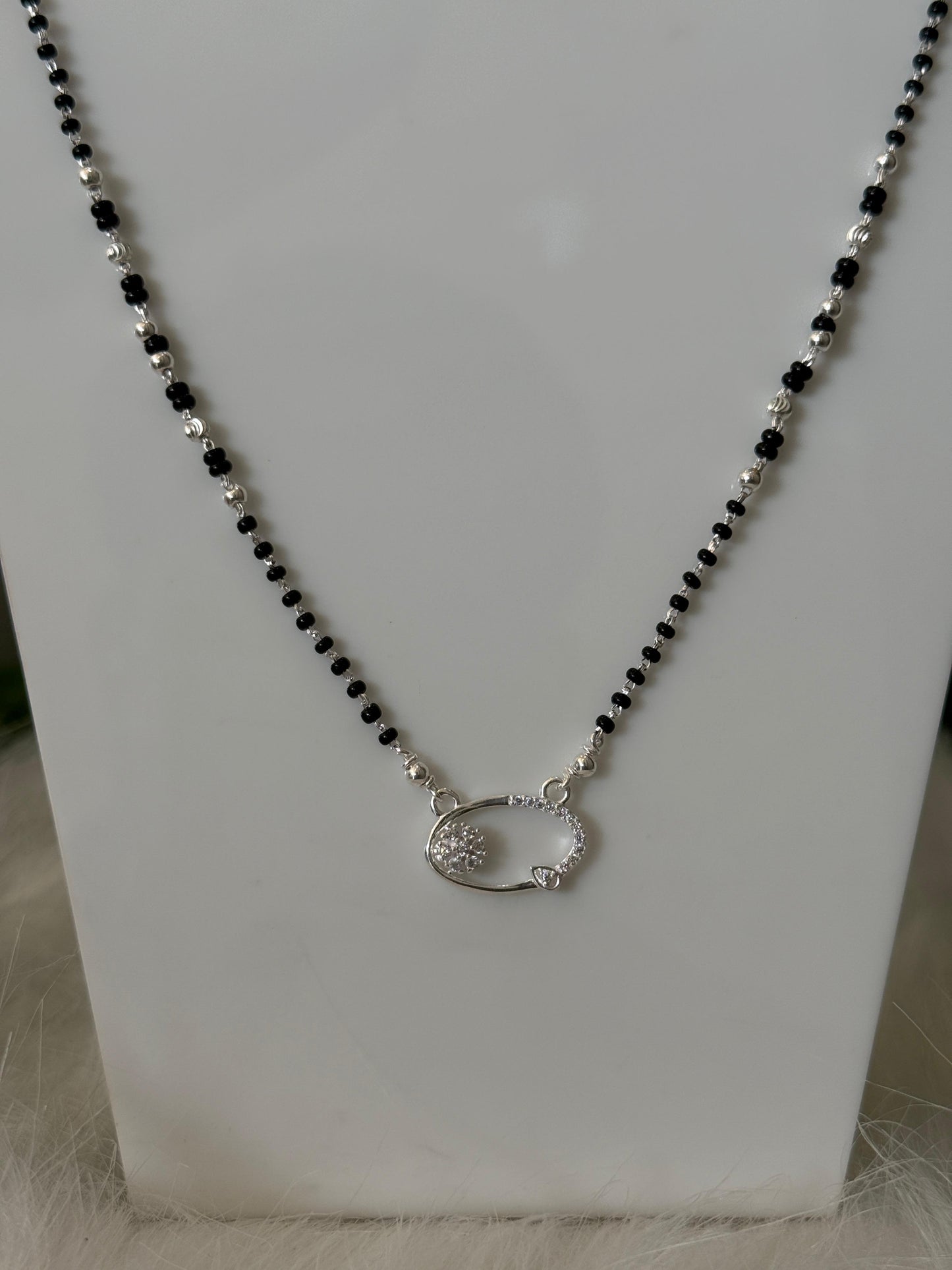 Modern Silver Mangalsutra with Minimal Pendant