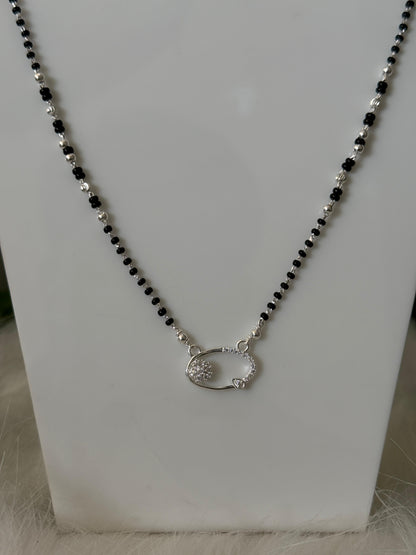 Modern Silver Mangalsutra with Minimal Pendant