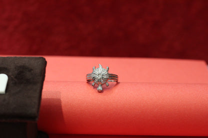 Premium Italian Silver turtle Men’s Ring with Textured Square Face