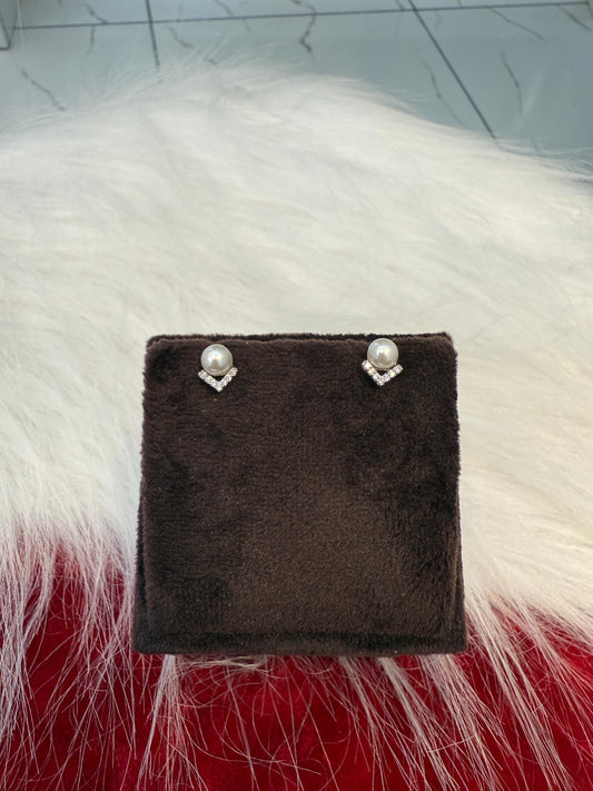 Aavika Zevar Sterling Silver Pearl Stud Earrings for Women & Girls | Elegant Teardrop Design