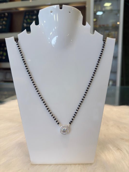 Stylish Oval Pendant Silver Mangalsutra for Women