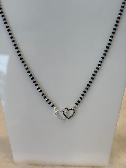 Elegant Double Heart Silver Mangalsutra