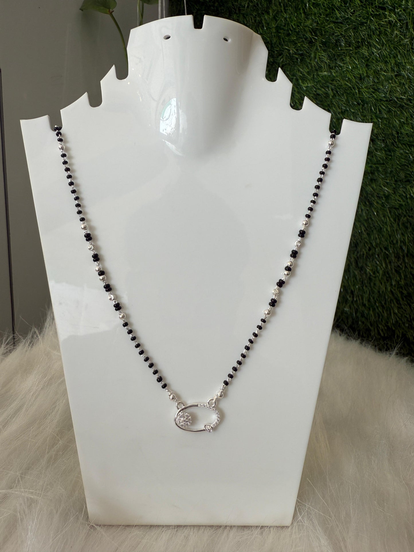 Modern Silver Mangalsutra with Minimal Pendant