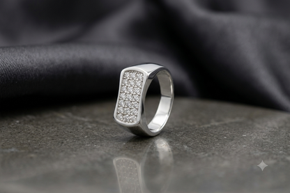 925 Italian Silver Men’s Statement Ring with Embedded Stones