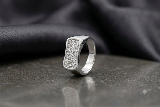 925 Italian Silver Men’s Statement Ring with Embedded Stones