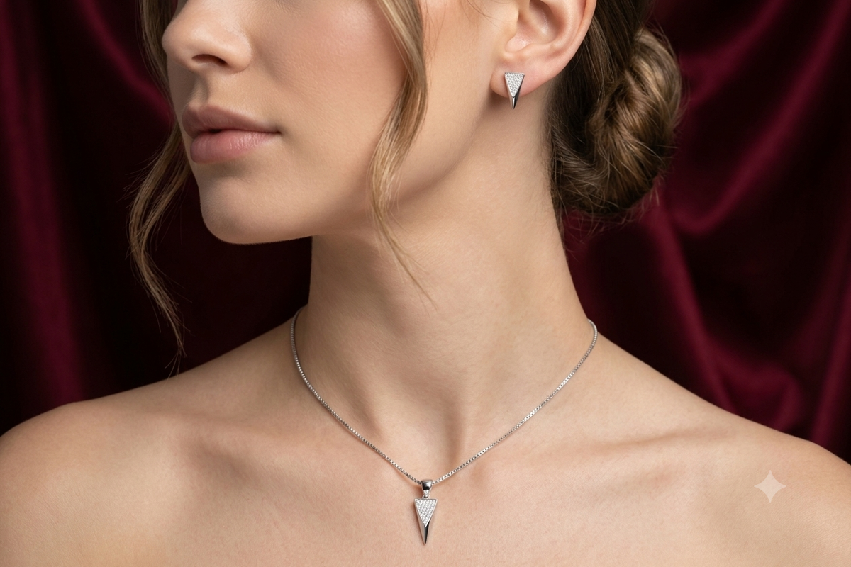 Geometric Jewelry Set Necklace & Stud Earrings