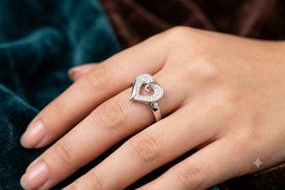 Aavika Zevar Sterling Silver heart Ring | heart Jewelry for Women