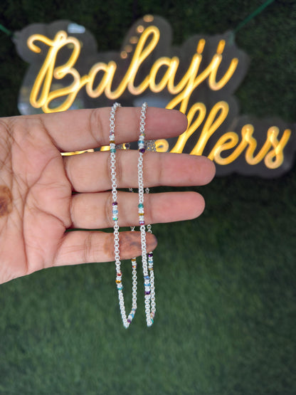 Silver Anklet for Women & Girls | Traditional multi color Beads Payal | Stylish Daily Wear Silver Anklet Jewelry