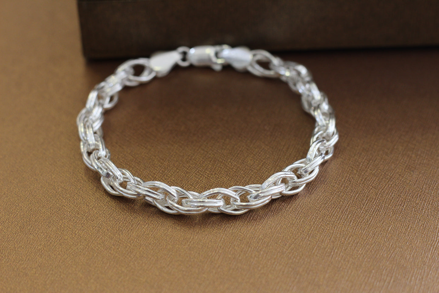 Silver Men’s Bracelet | Stylish Interlinked Knot Chain Bracelet for Men | Classic Daily Wear Silver Kada Bracelet