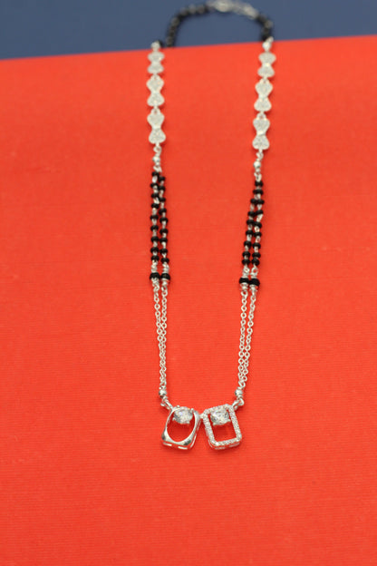 Elegant Silver Mangalsutra with Black Beads
