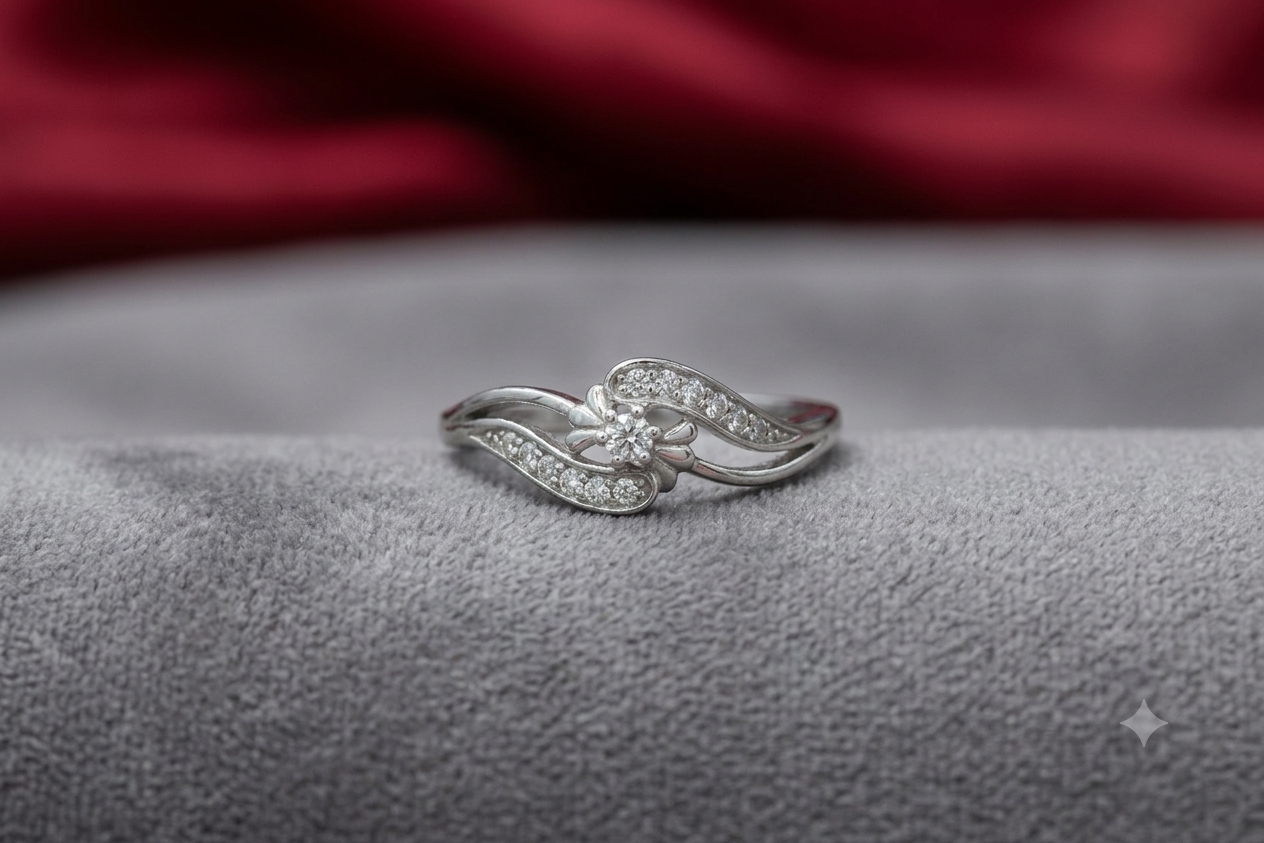 Premium Sterling Silver Ring for Girls | Modern Solitaire Look