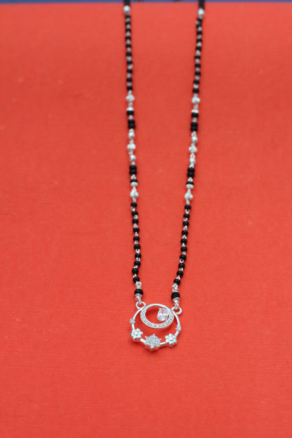 Aavikazevar 925 Sterling Silver Daily Wear Mangalsutra for Women | Lightweight Black Bead Chain with Elegant Pendant