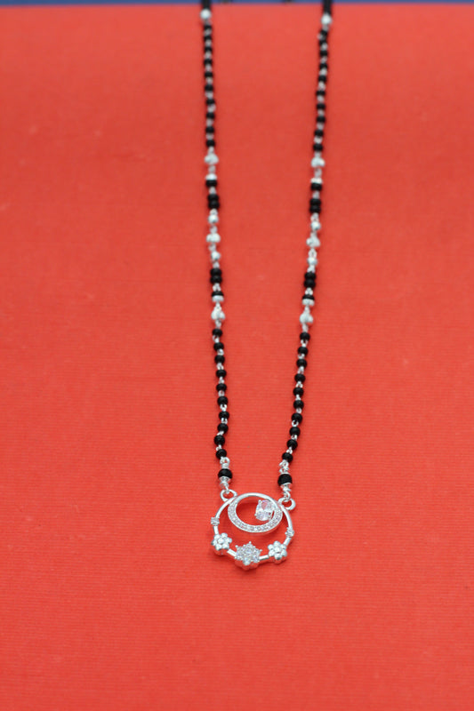 Aavikazevar 925 Sterling Silver Daily Wear Mangalsutra for Women | Lightweight Black Bead Chain with Elegant Pendant