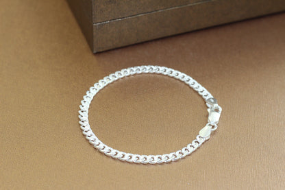 Pure Silver currap Bracelet for Men | Flexible currap Pattern | Elegant Casual & Party Wear