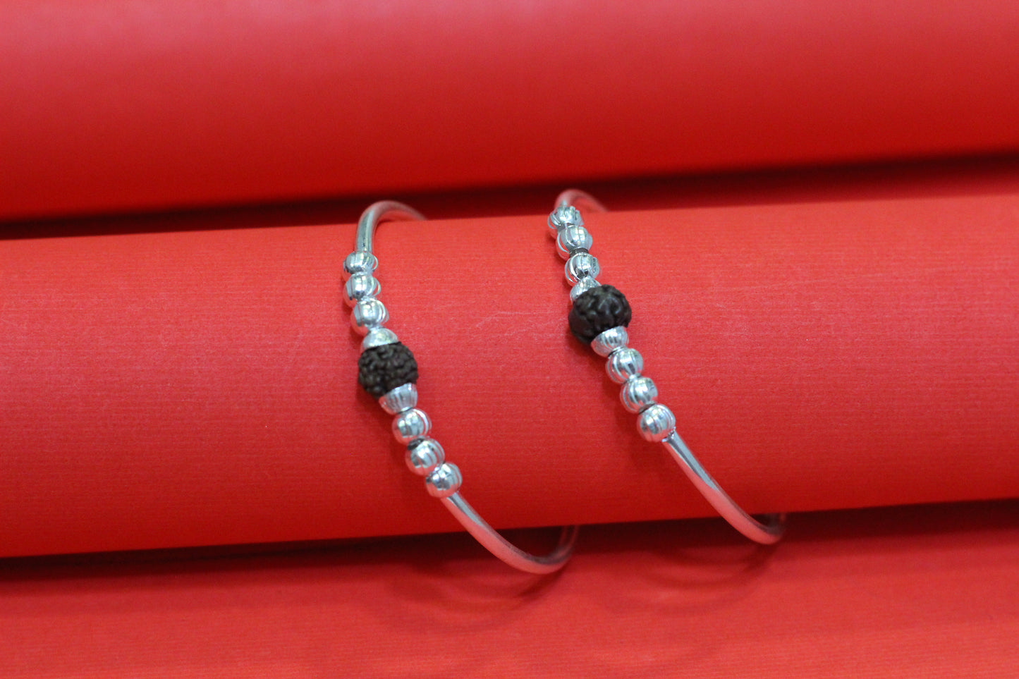 Rudraksha Silver Kids Bangles