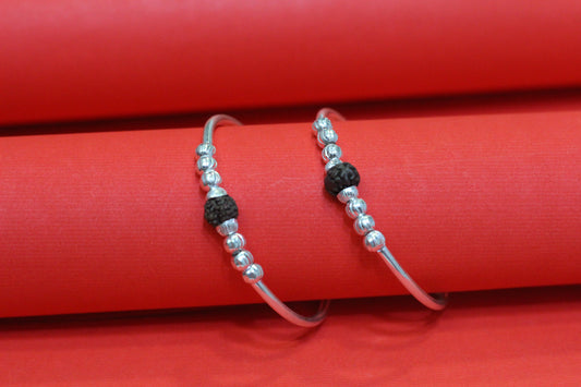 Rudraksha Silver Kids Bangles