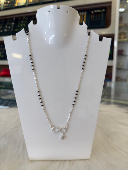 Silver Mangalsutra with infinite Pendant | Daily Wear Black Beads Chain for Women | Lightweight Traditional Jewelry
