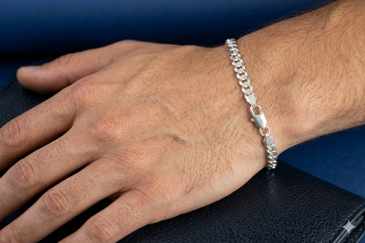 Silver Men’s Bracelet | Stylish curap Chain Bracelet for Men | Classic Daily Wear Silver Kada Bracelet