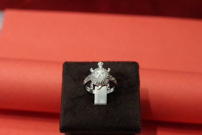 Premium Italian Silver turtle Men’s Ring with Textured Square Face