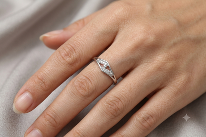 Trendy 925 Silver Designer Ring for Women | Twisted Band with Shining Stone