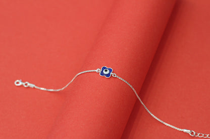 Aavikazevar Minimal Silver evil eye with box chain Bracelet