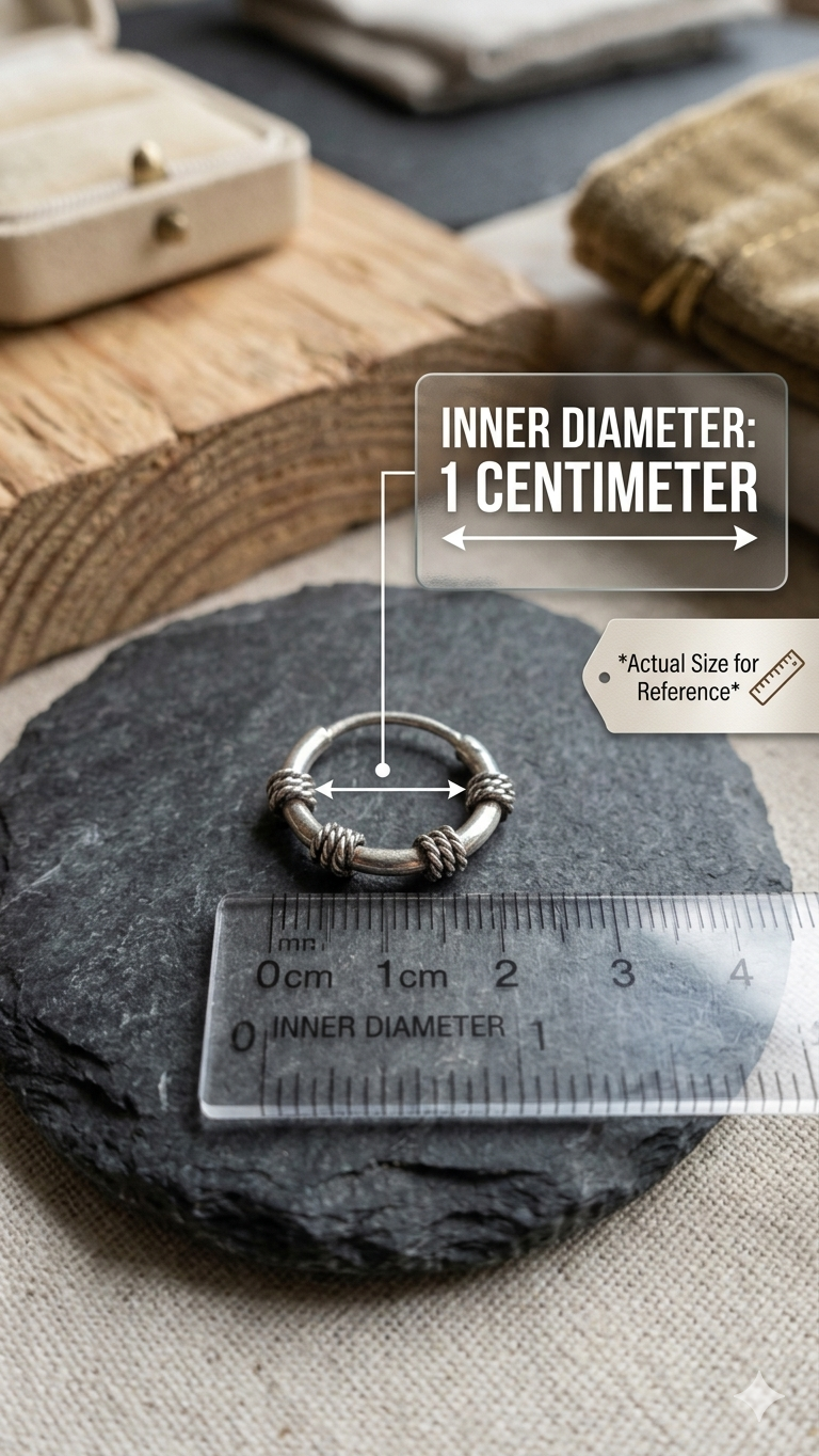 Pure 925 Sterling Silver oxidised Hoop Bali Earrings for Men & Women pair (10mm Inner Diameter)