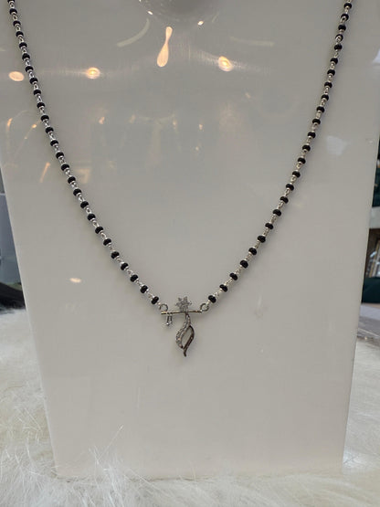 Elegant Silver Mangalsutra with Stylish Pendant krishna bansari Design