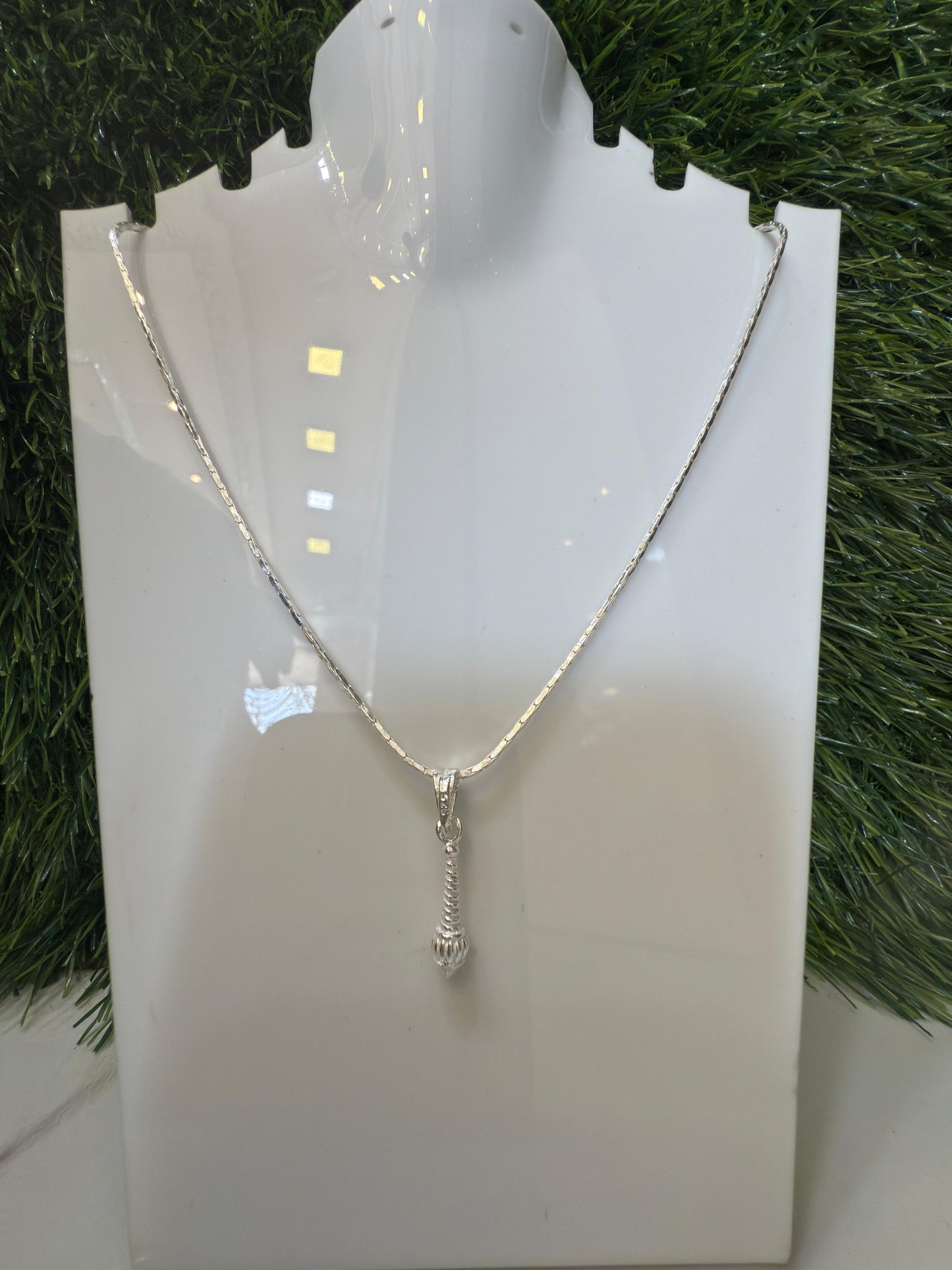 Aavikazevar 925 Sterling Silver hanumanji gada Pendant with Chain for Men & Women | Pure Silver Spiritual Necklace | Elegant Daily Wear Jewelry | Ideal Gift for Devotees