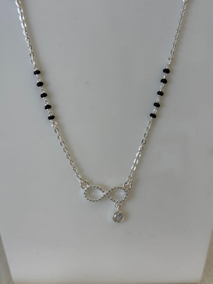 Silver Mangalsutra with infinite Pendant | Daily Wear Black Beads Chain for Women | Lightweight Traditional Jewelry