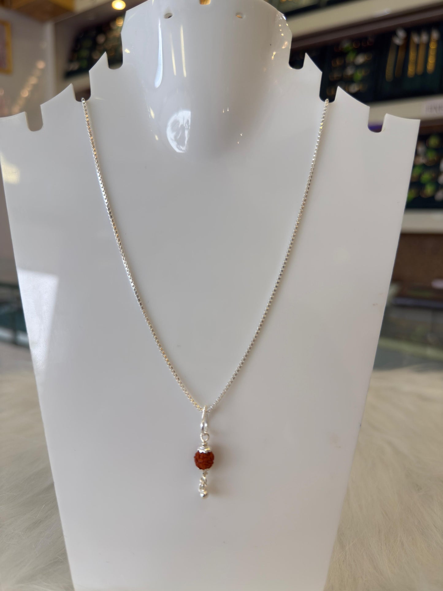 Aavikazevar 925 Sterling Silver rudraksha Pendant with 925 silver box Chain for Men & Women | Pure Silver Spiritual Necklace | Elegant Daily Wear Jewelry | Ideal Gift for Devotees