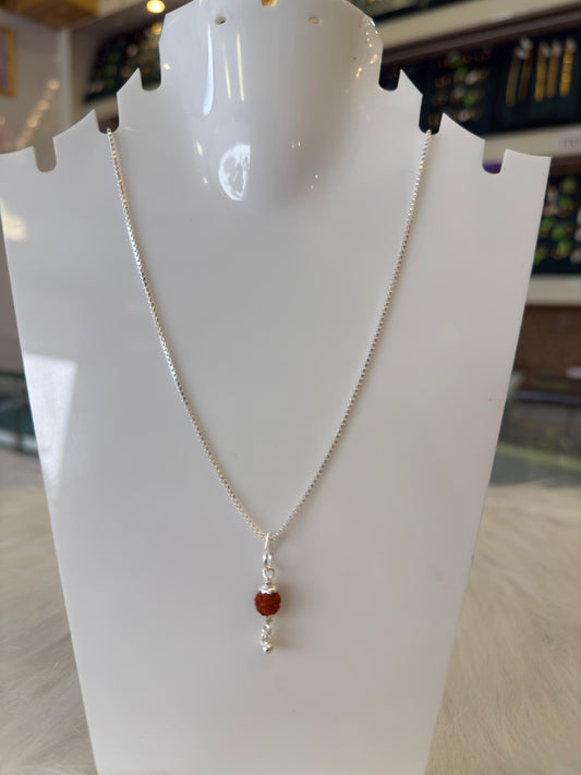 Aavikazevar 925 Sterling Silver rudraksha Pendant with 925 silver box Chain for Men & Women | Pure Silver Spiritual Necklace | Elegant Daily Wear Jewelry | Ideal Gift for Devotees