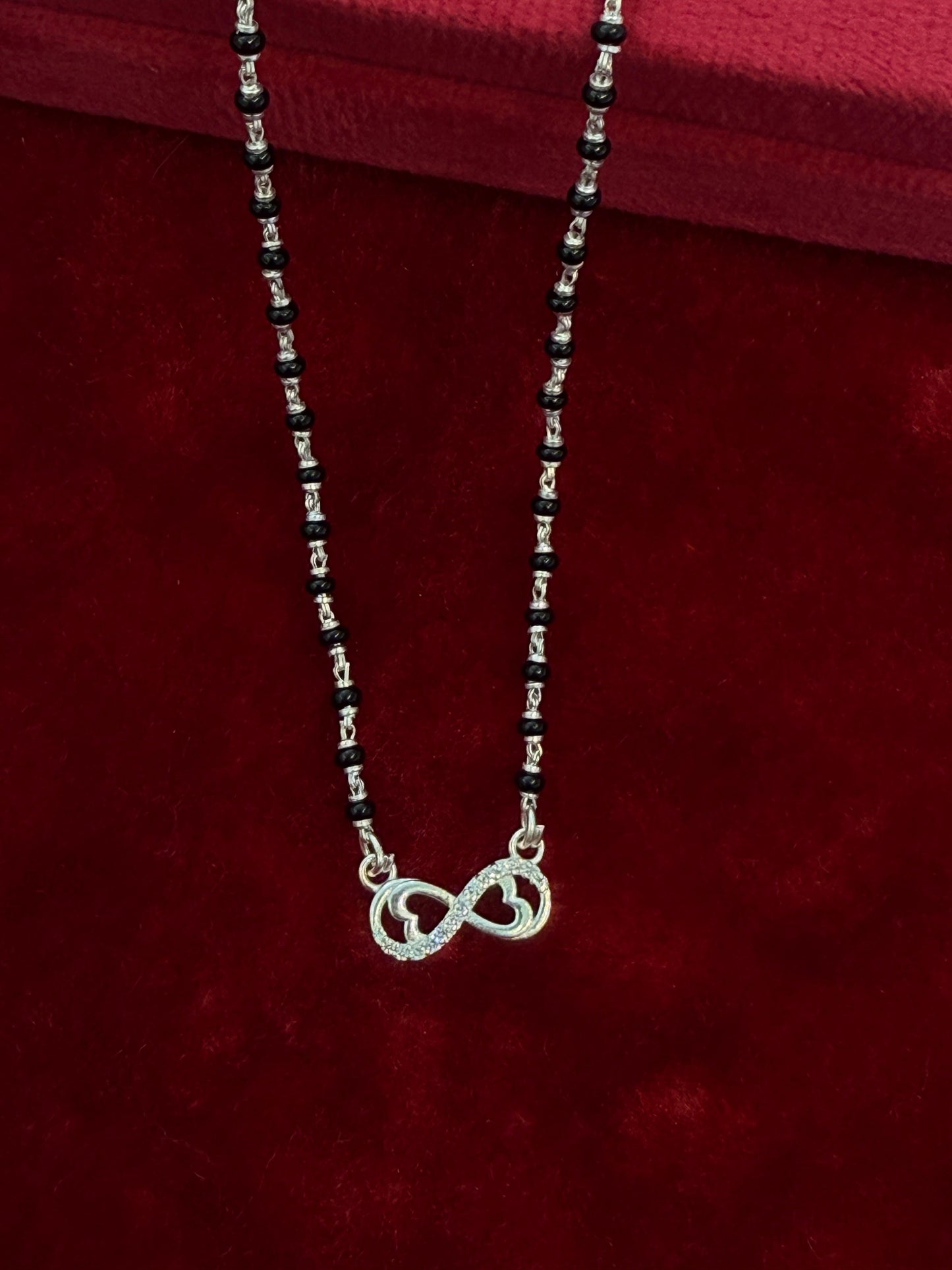 LunaDrop Contemporary Silver Mangalsutra with infinity pendant