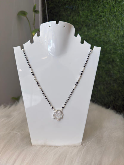 Aavikazevar 925 Sterling Silver Daily Wear Mangalsutra for Women | Lightweight Black Bead Chain with Elegant Pendant