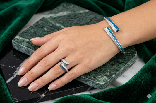 Elegant Sterling Silver Kada & Ring Combo Set