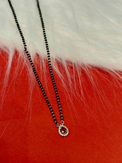 Italian Silver 925 Hallmarked Mangalsutra for Women | pink stud Design CZ Pendant | Black Beads Chain | Daily Wear & Gift for Wife