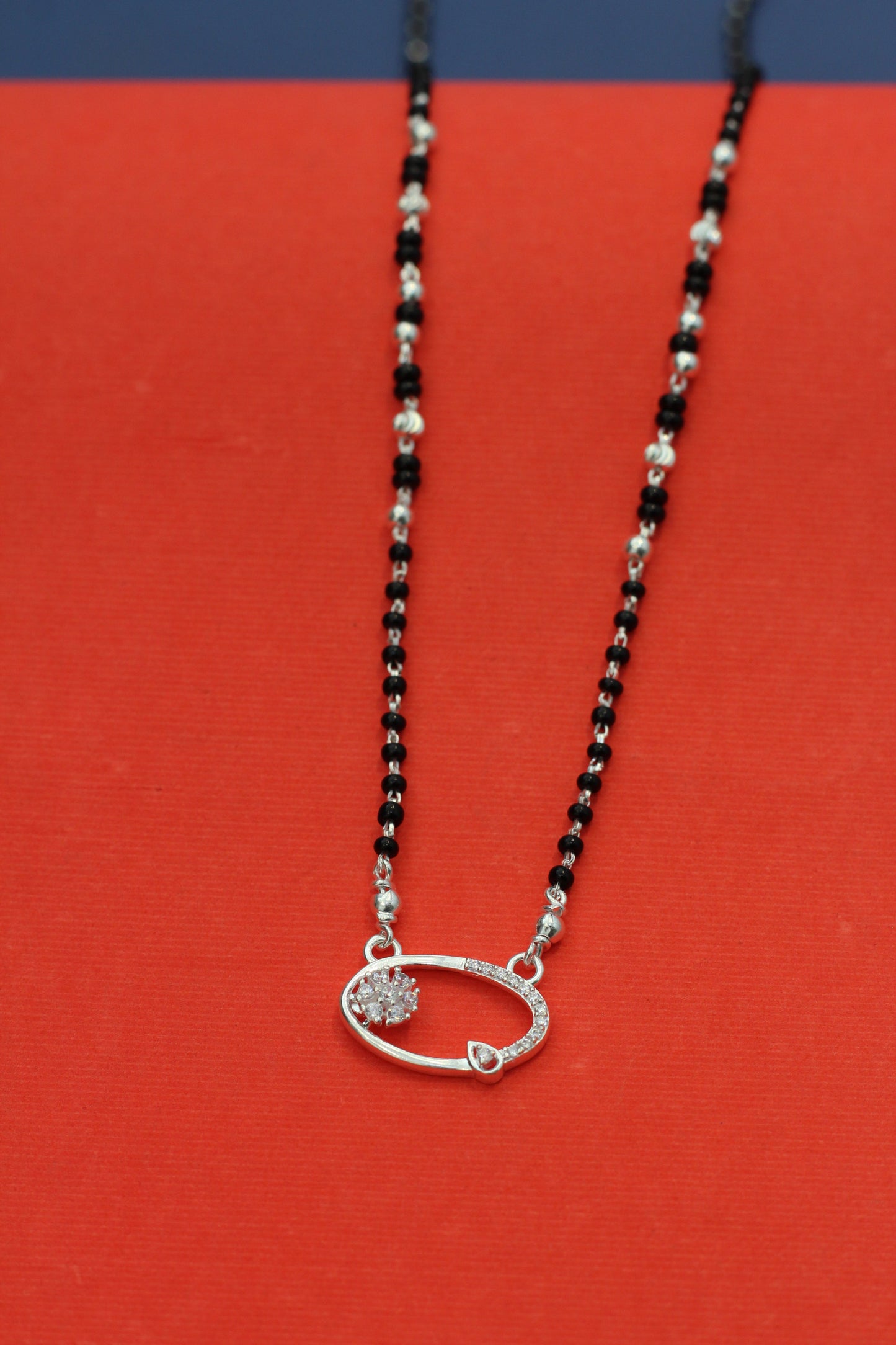 Modern Silver Mangalsutra with Minimal Pendant