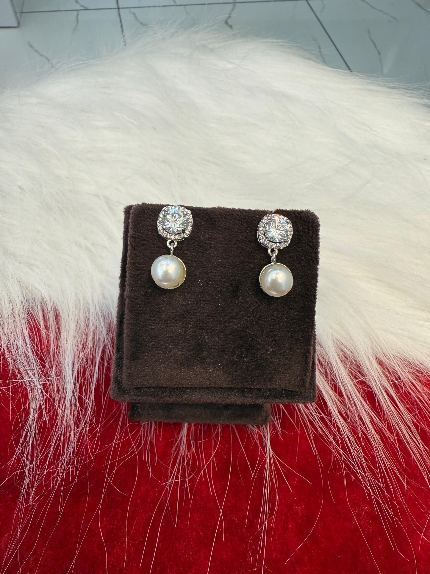 Aavika Zevar Sterling Silver Pearl Stud Earrings for Women & Girls | Elegant Teardrop Design