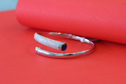 Elegant Silver Finish Kada & Ring Combo Set with CZ Stones