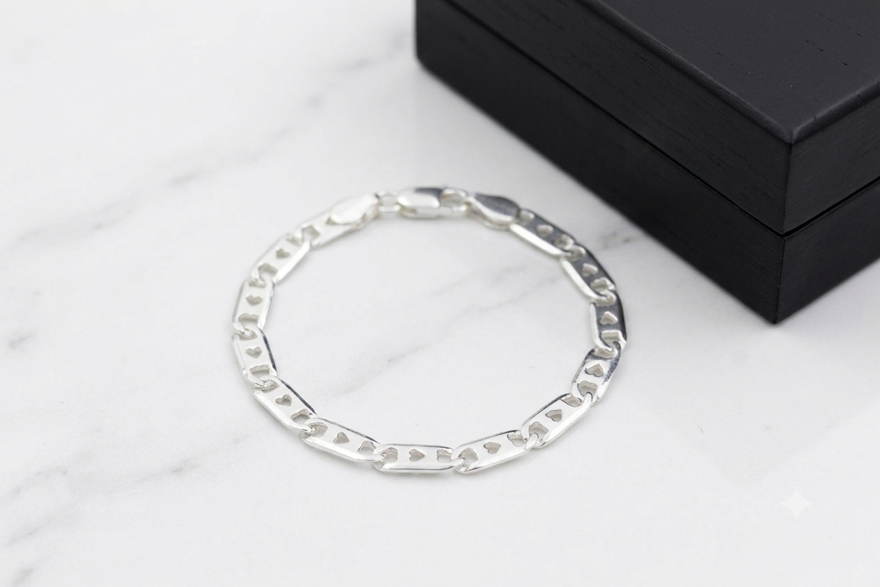 Pure Silver navabi Bracelet for Men | Flexible navabi Pattern | Elegant Casual & Party Wear