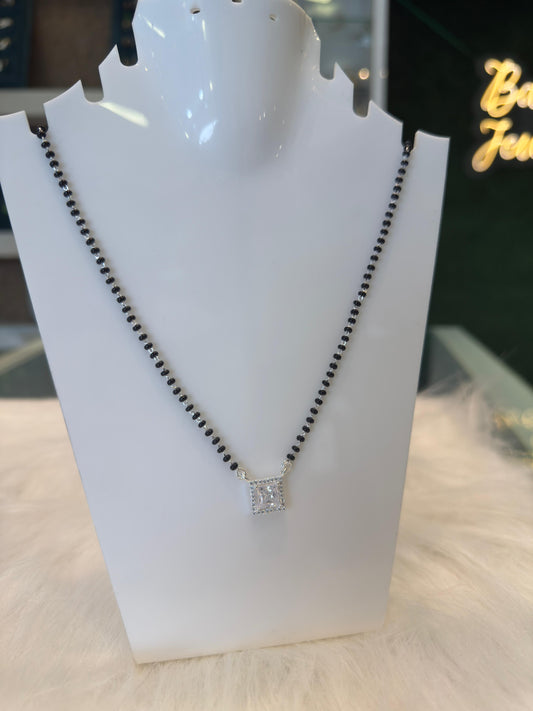 Stylish square Pendant Silver Mangalsutra for Women