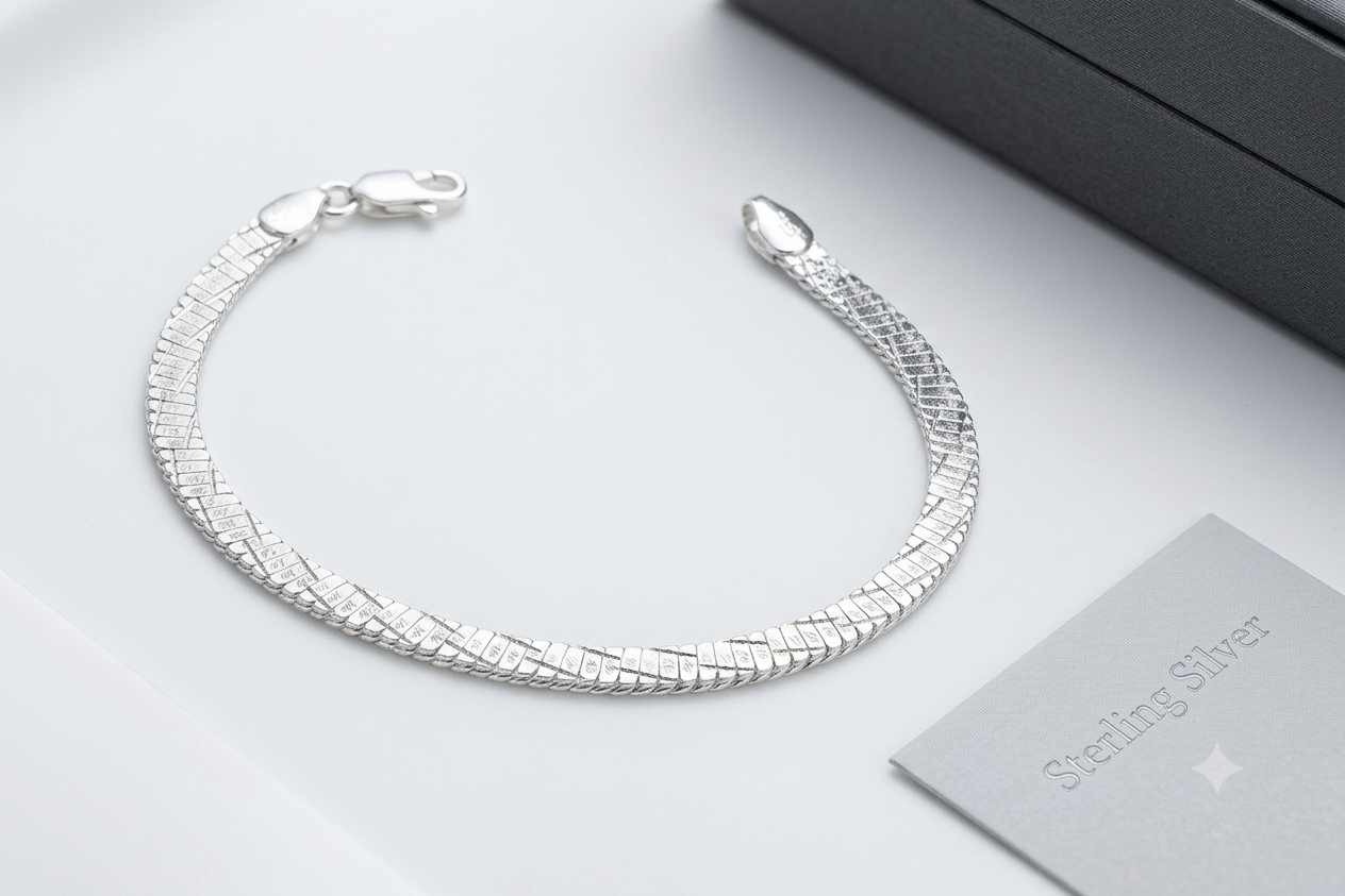 Pure Silver Bracelet for Men | Flexible Snake Pattern | Elegant Casual & Party Wear