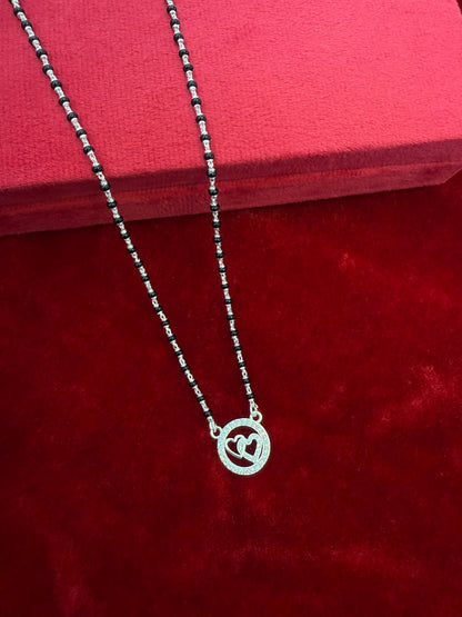 Classic Heritage Silver Mangalsutra with double heart pendant