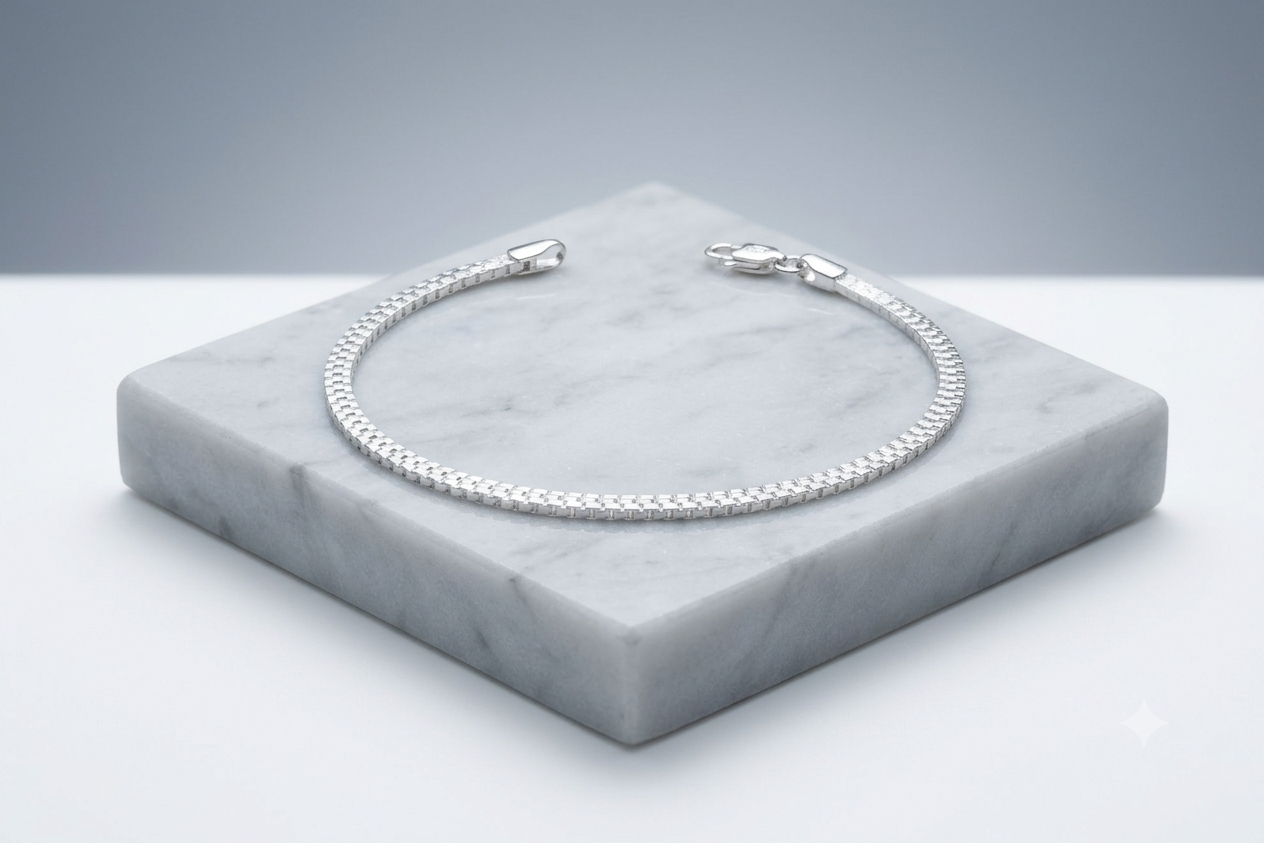 Men’s Silver Bracelet with Interlocked Scale Design | Classic Italian Style | Strong & Stylish