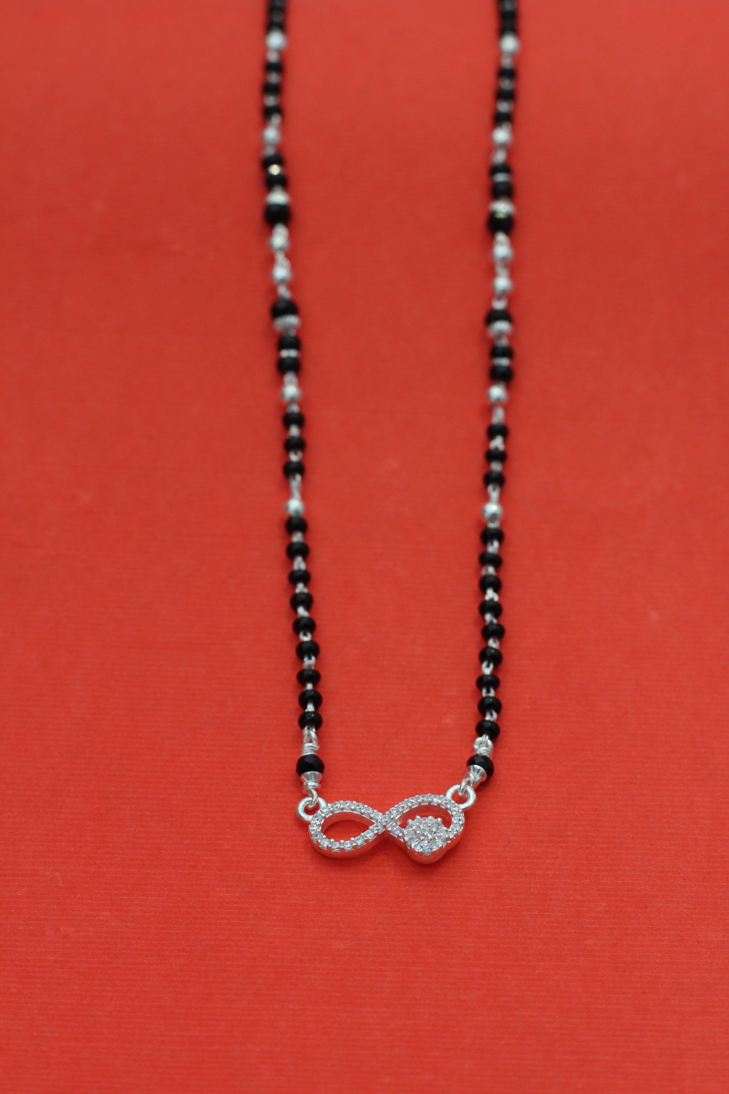 Aavikazevar 925 Sterling Silver Mangalsutra for Women | Daily Wear Black Bead Chain with Elegant infinit Pendant | Lightweight & Skin-Friendly