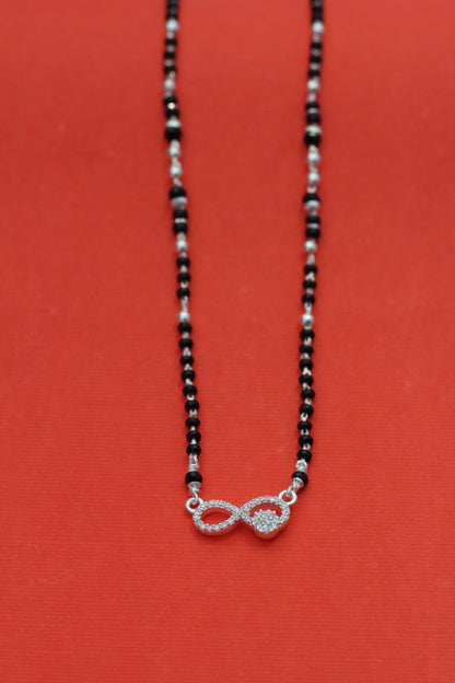 Aavikazevar 925 Sterling Silver Mangalsutra for Women | Daily Wear Black Bead Chain with Elegant infinit Pendant | Lightweight & Skin-Friendly