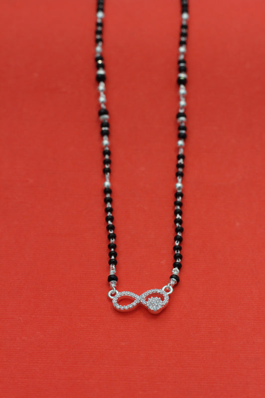Aavikazevar 925 Sterling Silver Mangalsutra for Women | Daily Wear Black Bead Chain with Elegant infinit Pendant | Lightweight & Skin-Friendly